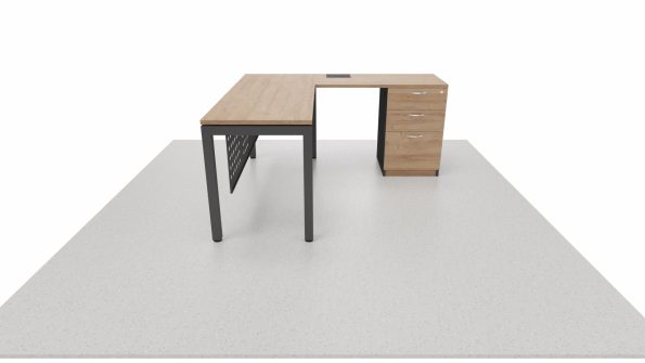 ESCRITORIO EN L CON LATERAL. SERIE BENCH. FALDON METALICO. INCLUYE CAJONERA FIJA CF-2C1K. - Imagen 3