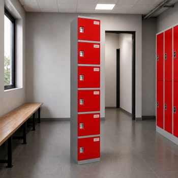 Lockers ABS 1 Cuerpo / 6 Puertas - Rojo