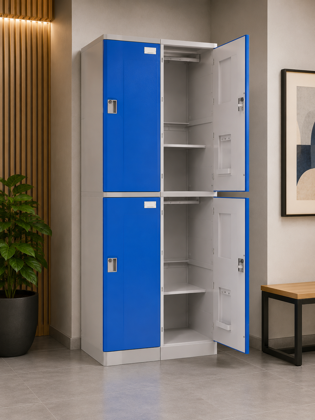Lockers ABS 2 Cuerpos / 4 Puertas - Azul