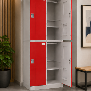 Lockers ABS 2 Cuerpos / 4 Puertas - Rojo