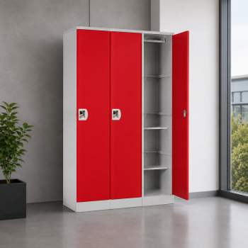 Lockers Metálico 3 Cuerpos / 3 Puertas - Rojo