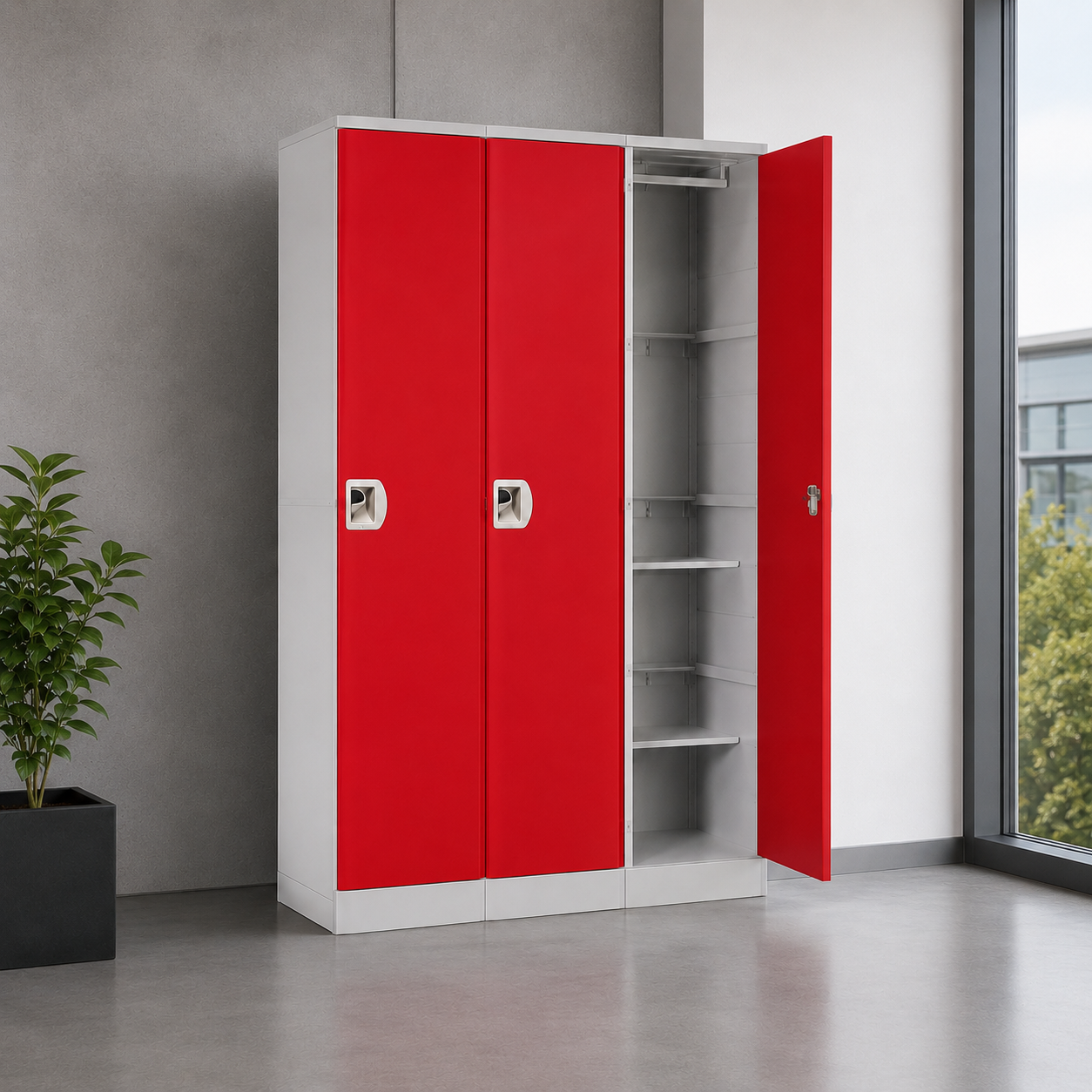 Lockers Metálico 3 Cuerpos / 3 Puertas - Rojo