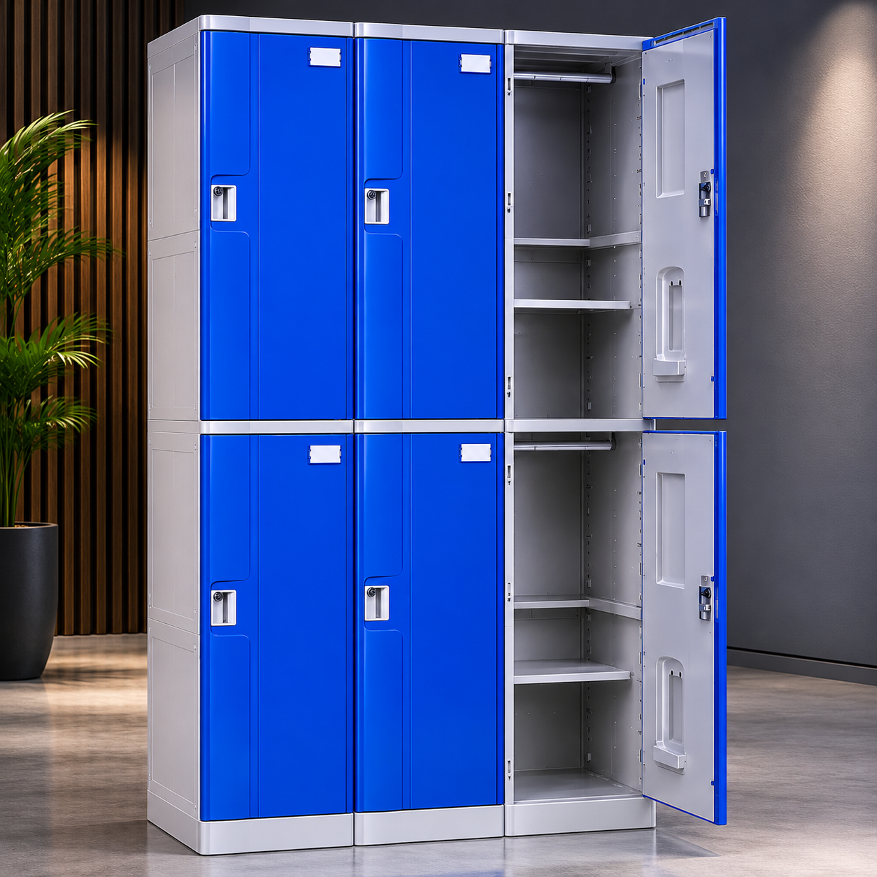 Lockers ABS 3 Cuerpos / 6 Puertas - Azul