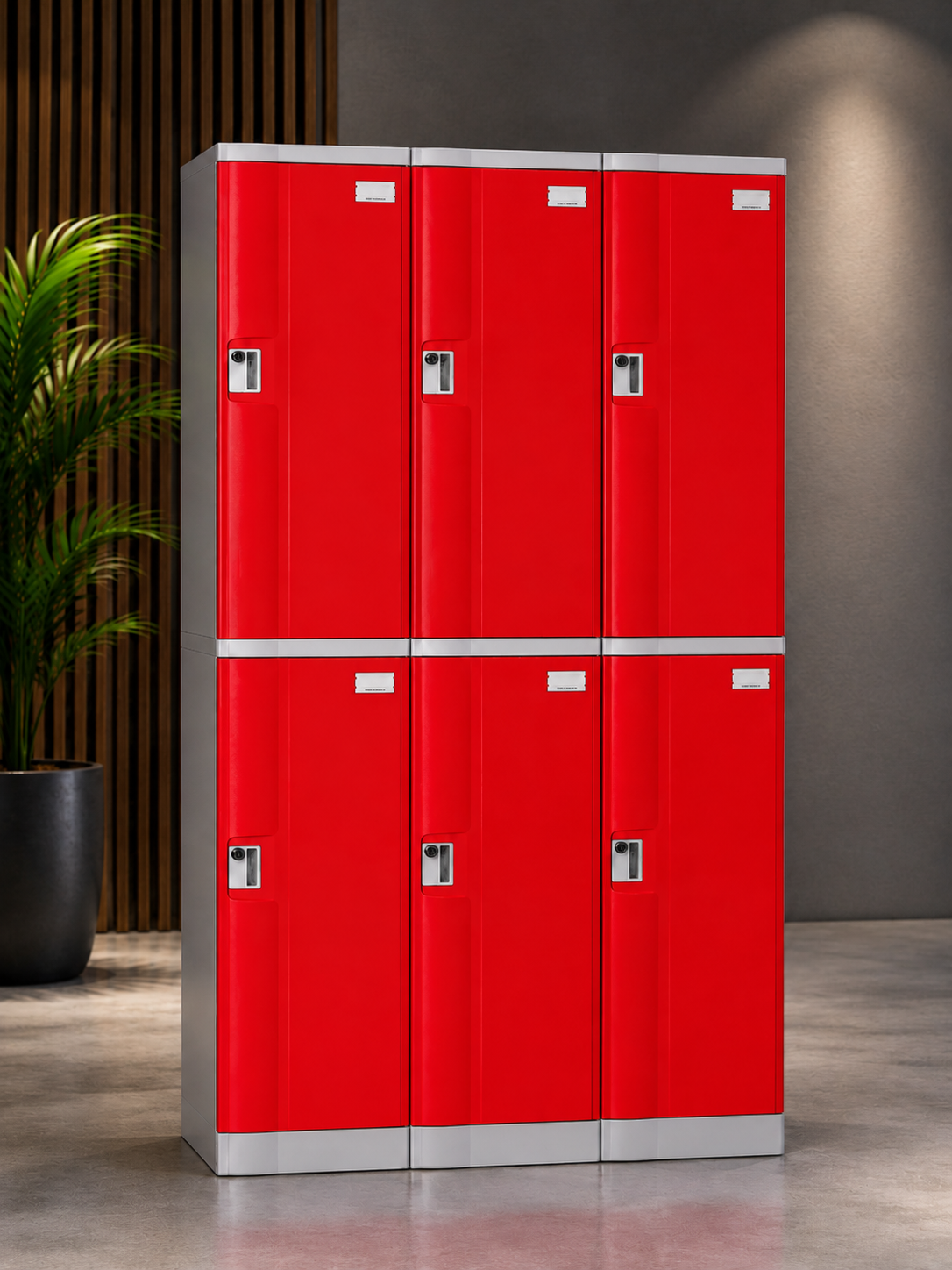 Lockers ABS 3 Cuerpos / 6 Puertas - Rojo - Imagen 2