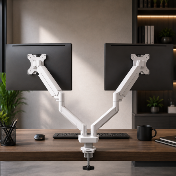 Soporte Monitor Escritorio Doble Blanco